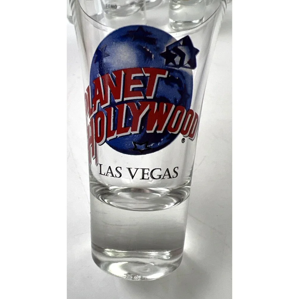 Lot Of 6 Planet Hollywood Shot Glasses-London,Myrtle Beach, Paris,Reno,Vegas,MOA